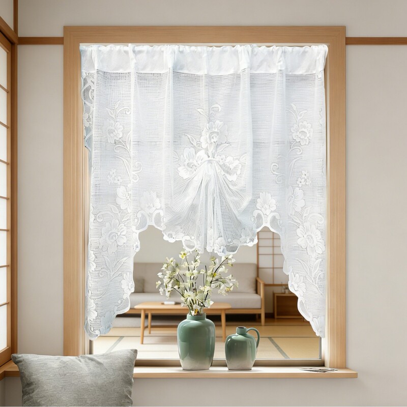 Butterfly Pull-Out Curtain, Arch-Shaped Bookcase Half-Door Curtain, Small Half-Length Curtain for Covering and Beautifying, Light-Transmitting, No-Drill Lace Sheer Curtain Butterfly Pull-Out Curtain, Arch-Shaped Bookcase Half-Door Curtain, Small Half-Length Curtain for Covering and Beautifying, Light-Transmitting, No-Drill Lace Sheer Curtain