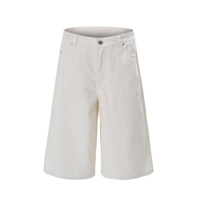 Nanxia Qiaozhuang Summer New Style Raw White Loose Fit Men's Straight Wide-Leg Versatile Casual Shorts Nanxia Qiaozhuang Summer New Style Raw White Loose Fit Men's Straight Wide-Leg Versatile Casual Shorts