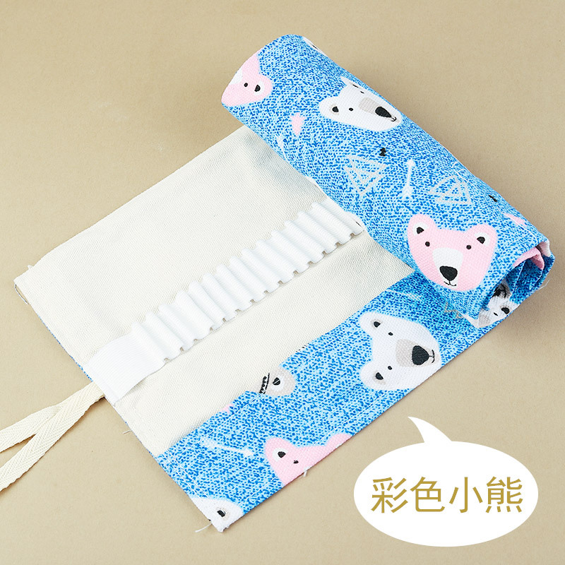 Weizhuang lienzo cortina de la pluma de 72 hoyos de gran capacidad lindo gato de dibujos animados hombres y mujeres lápiz caso lienzo boceto color plomo pintura bolsa de papelería