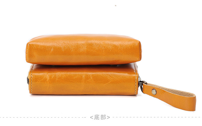 Ví nữ da bò thật cổ điển dạng gấp đựng tiền xu thẻ 11×6×8 cm — Màu đen, Đỏ hoa hồng chi tiết 20