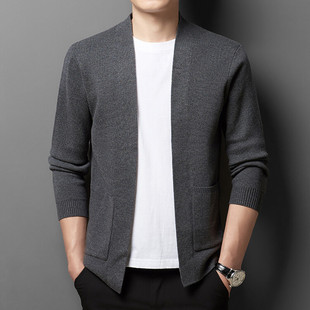 2024 middle-aged men's cardigan fashion casual men's cardigan sweater coat spring and autumn coat men's one-piece hair generation