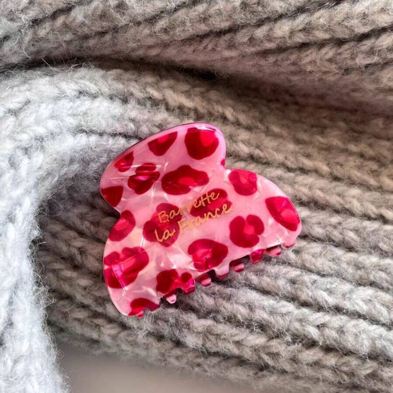 Korean-Style Pink Leopard Print Acetate Small Claw Clip, Simple and Elegant Shark Clip, French-Style Half-Tied Hair Accessory