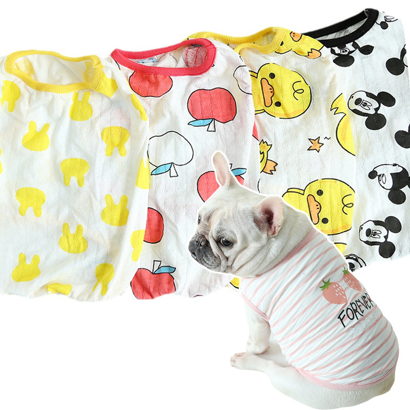 Petstyle Fadou Strawberry Striped Vest Q Cute Cartoon Fat Dog Clothes Garfield Koji Indoo Bago