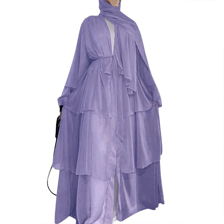 Cross-border Women's Clothing European And American Fashion Middle Eastern Style Spliced Three-layer Chiffon_ecoleips.com