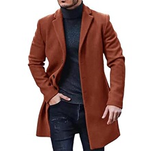 N 47330 Warm Solid Color Men's Wool Coat ��ɫ��ʿë�ش���