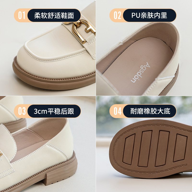 Zapatos de Tacón Grueso Estilo Británico Augu Shiden para Mujer, Otoño 2025, Estilo Retro, Suela Suave, Zapatos de Cuero Pequeños