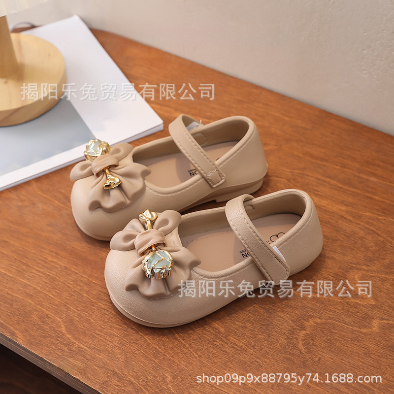 Girls Sandals 2025 Spring and Autumn New Korean Style Fashion Princess Shoes Soft Sole Children's Bow Shoes Women's Shoes