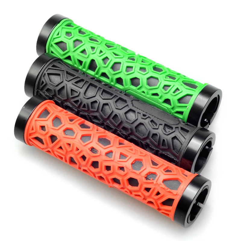 Bicycle Rubber Handle Cover Water Cube Bilateral Lock Handle Mountain Bike Grip Bicycle Accessories Cross-border Export