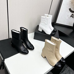 对版2025秋冬新款小香风真皮粗跟短靴女百搭外穿时装马丁靴女