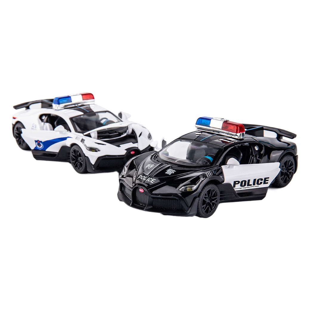 Modelo de coche de aleación de tianying 1:32 bugatti coche de policía tire hacia atrás el sonido y la luz de los niños de juguete coche música modelo decoración colección
