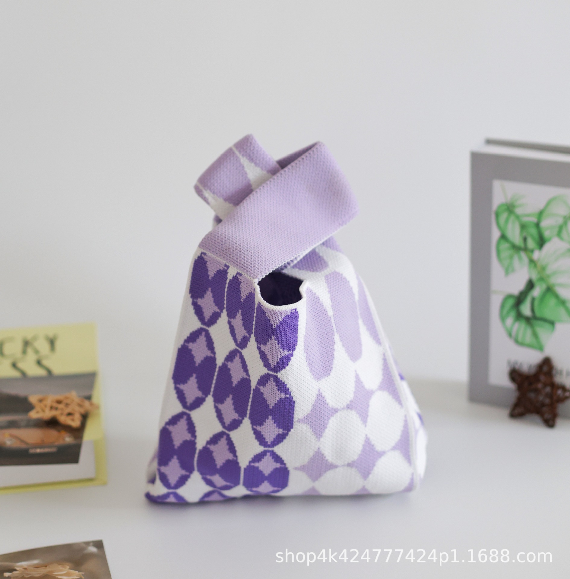 INS bolso de celebridad de Internet bolso de cubo de lana de punto para mujer bolso de mano casual bolso de mano de estilo japonés y coreano bolsa de Almuerzo