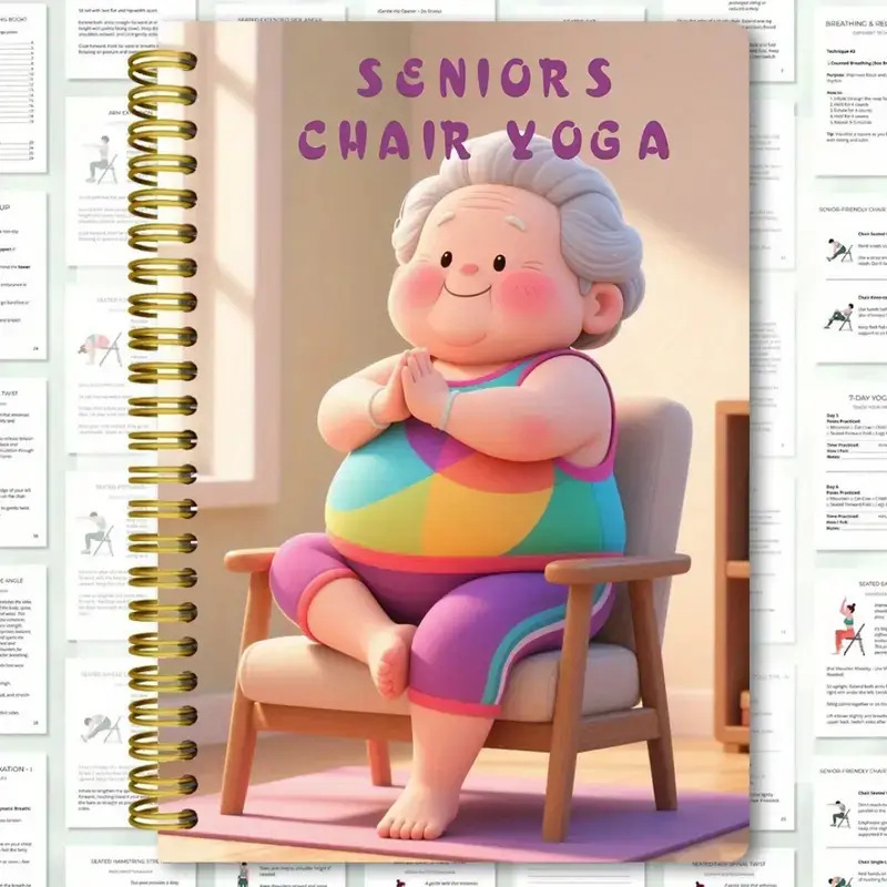 New Cross-Border A5 Popular Notebook Notepad for the Elderly Chair Yoga Theme Spiral Notebook Planner