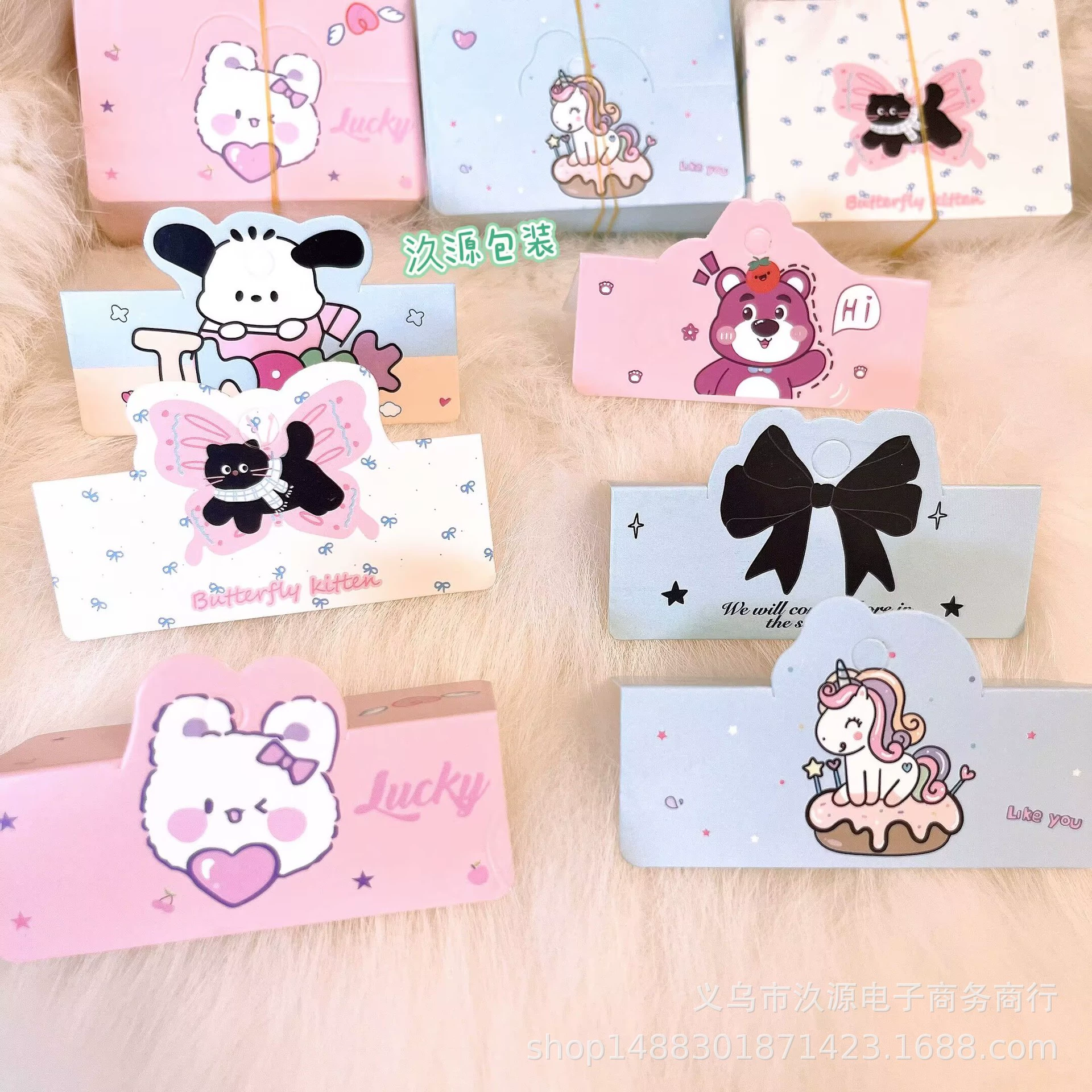 Новая милая заколка для волос с мультяшным дизайном, резинка для волос, карманная складная упаковка, материал для DIY, карточка для украшений, бумага