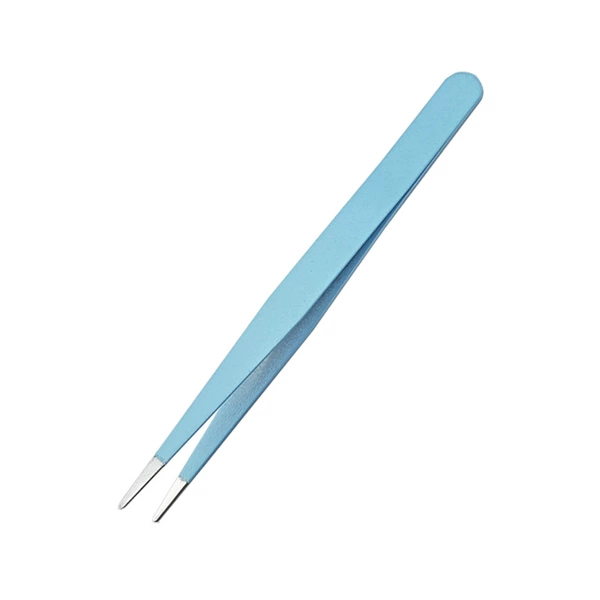 0.6 thick 10.5CM Maca blue straight tweezers in bulk