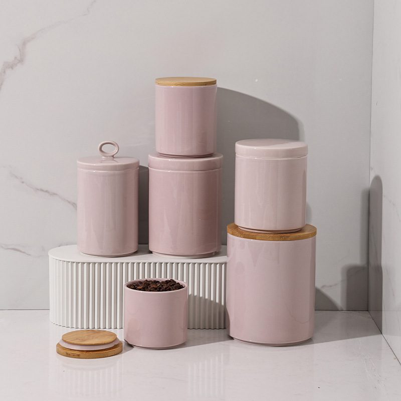 竹盖陶瓷密封罐食品调料储存罐茶叶零食咖啡豆厨房收纳罐现货批发