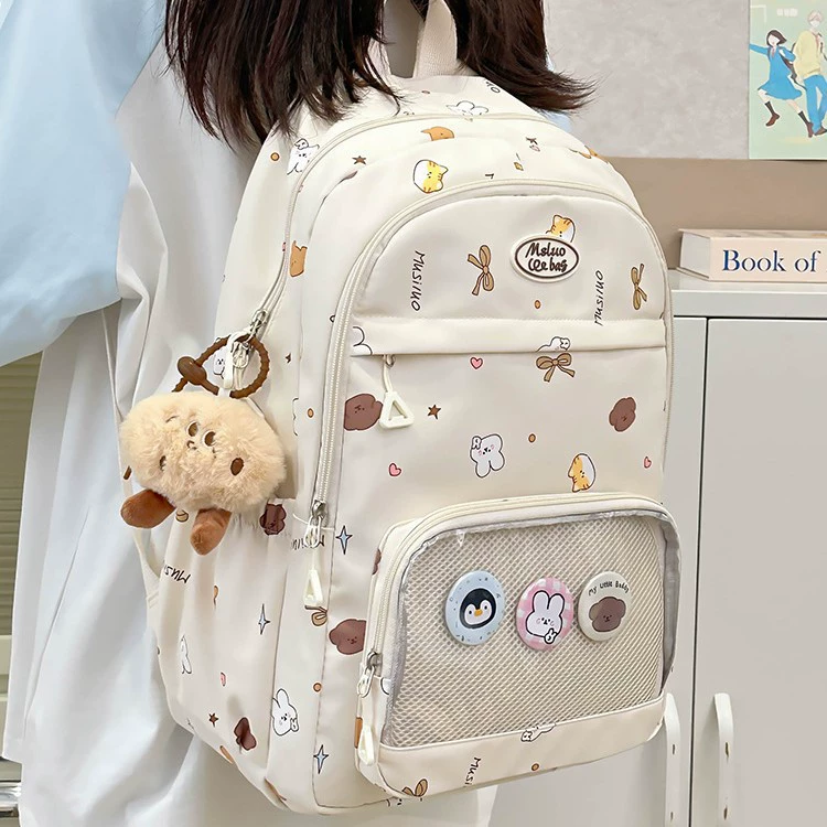 Cute cartoon backpack, capacious card holder, school bag, for secondary school