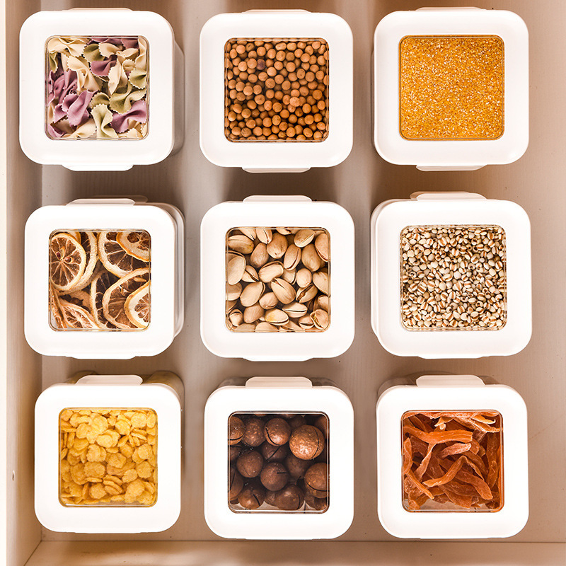 Tarro sellado Caja de almacenamiento de granos integrales Cocina doméstica Productos alimenticios Nueces de grado alimenticio Frijoles Almacenamiento de plástico Tanque de almacenamiento
