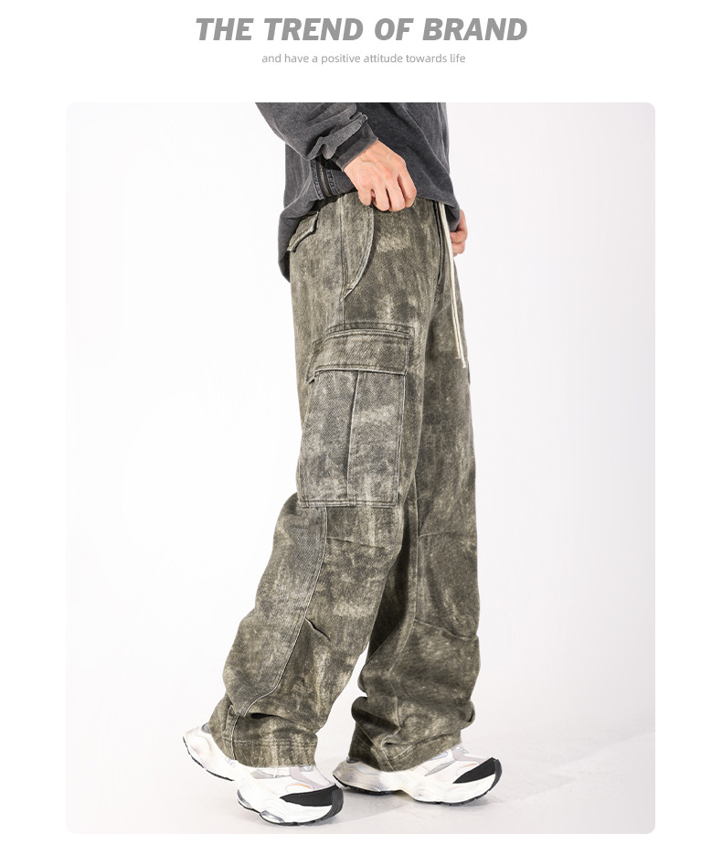 Herrenbekleidung Retro Fallschirmjägerhose Wasteland Style Arbeitskleidung Lockere Multi-Pocket-Hose Herrenhose_voghion.com