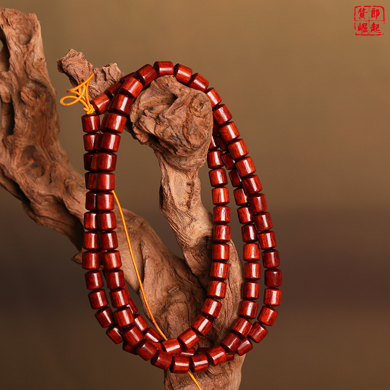 Blood Sandalwood Bucket Beads Leaflet Red Sandalwood Solid Wood Beads DIY Accessories Keychain Bracelet Bracelet Beads Necklace Beads