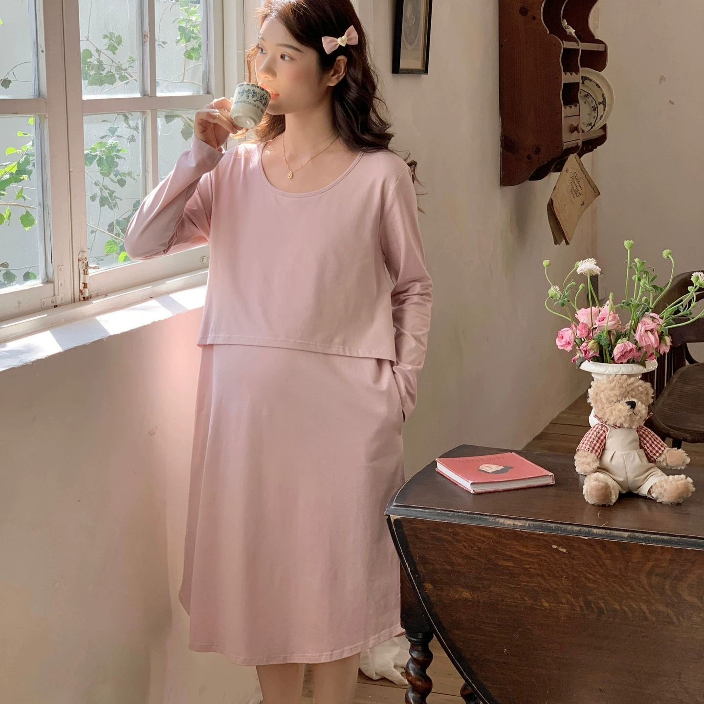 Эксклюзивная ночная сорочка для беременных из чистого хлопка для выхода в свет, для трансграничной торговли в Японии, Корее, Европе и Америке [В наличии 6226]