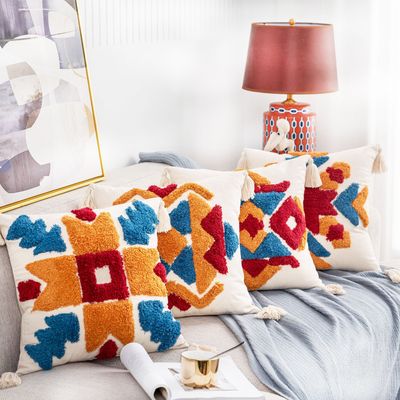 Bohemia Ethnic style tassels Tufting Pillowcase Geometry Abstract Embroidery sofa Cushion Bedside Pillow Lumbar pillow