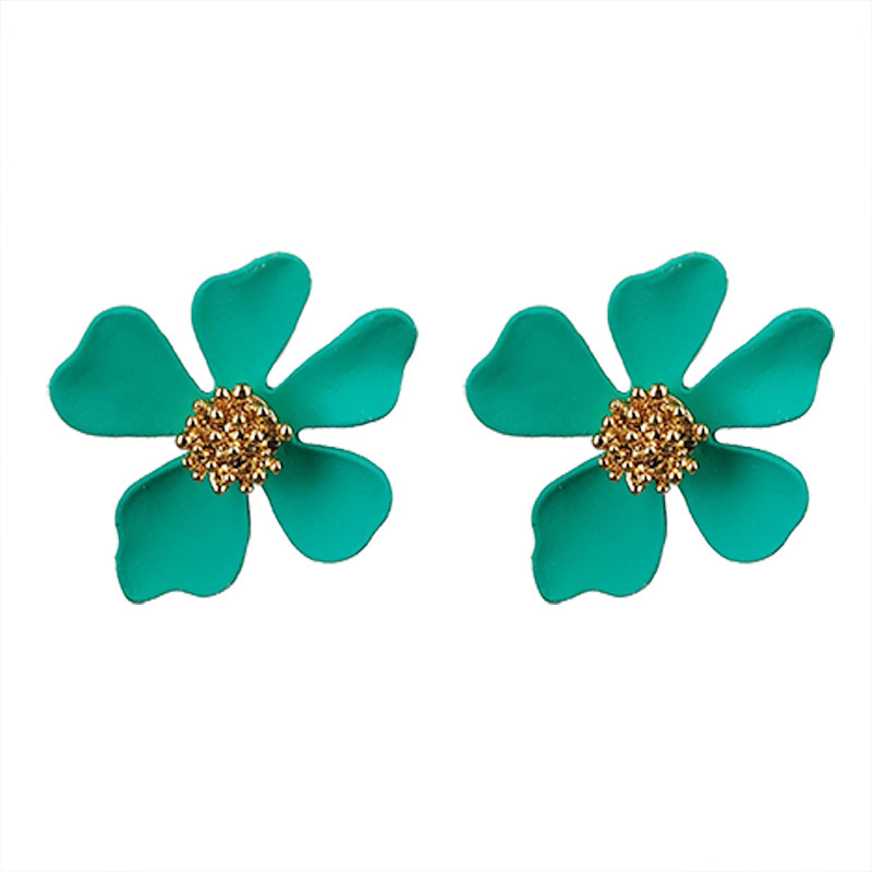 Rosa flor Stud pendientes coreano popular Comercio exterior joyería cerámica lindo pendientes anillo pendientes al por mayor