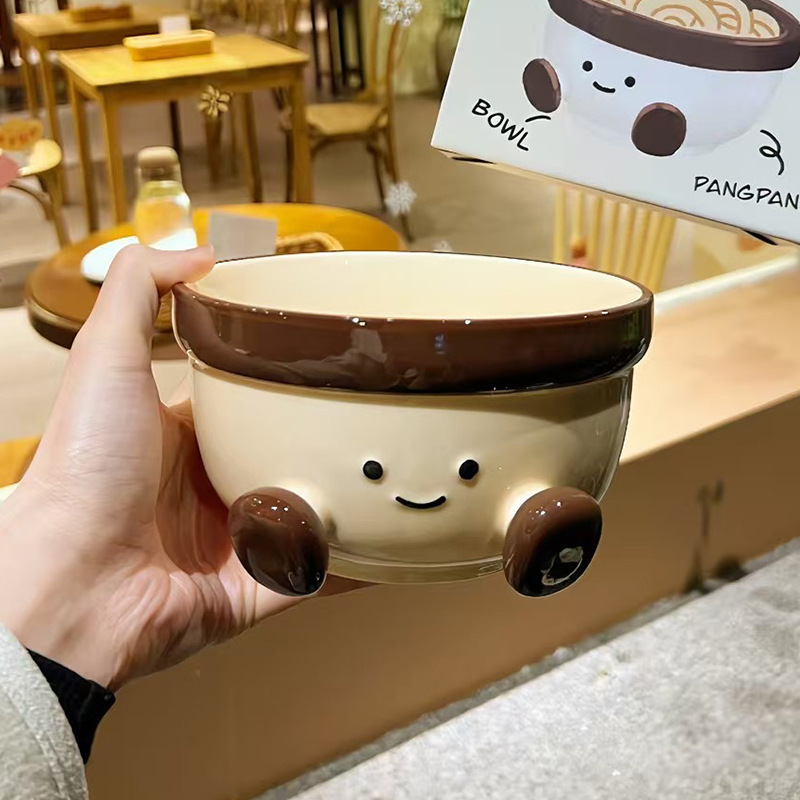 Little Red Riding Book Same-style Fat Foot Ceramic Bowl Hand-painted Underglaze Color Cute Niche Pumpy Ceramic Salad Bowl