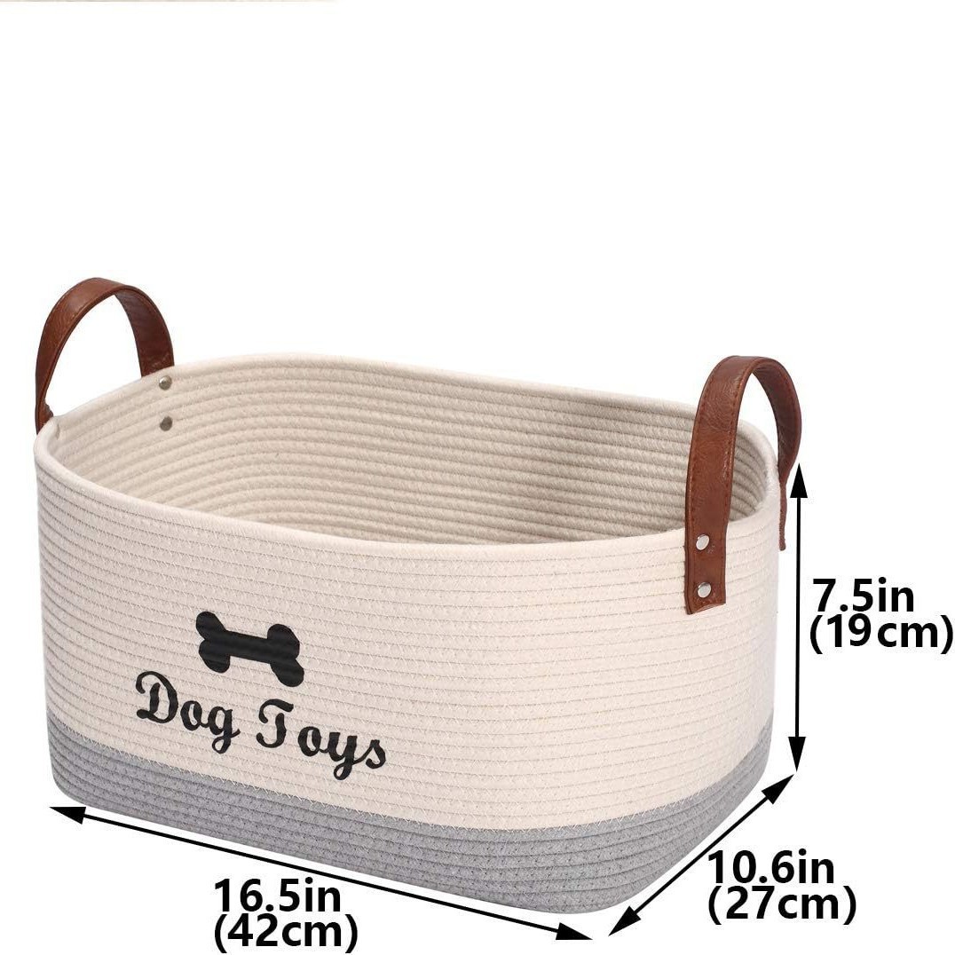 Cesta de almacenamiento multifunción de cuerda de algodón al por mayor transfronteriza Cesta de almacenamiento tejida de juguetes para mascotas para perros simples nórdico