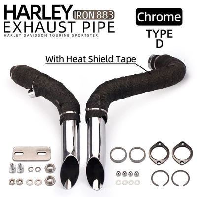 XL883N exhaust pipe X48 short – Motorcycle exhaust pipe - electroplated-silver-including-fireproof-cloth