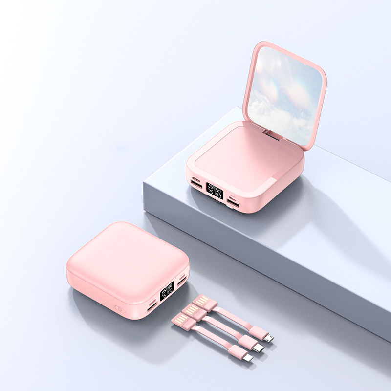 Fuente de alimentación portátil portátil de gran capacidad al aire libre móvil portátil espejo de maquillaje cargador tesoro de carga rápida carga en stock