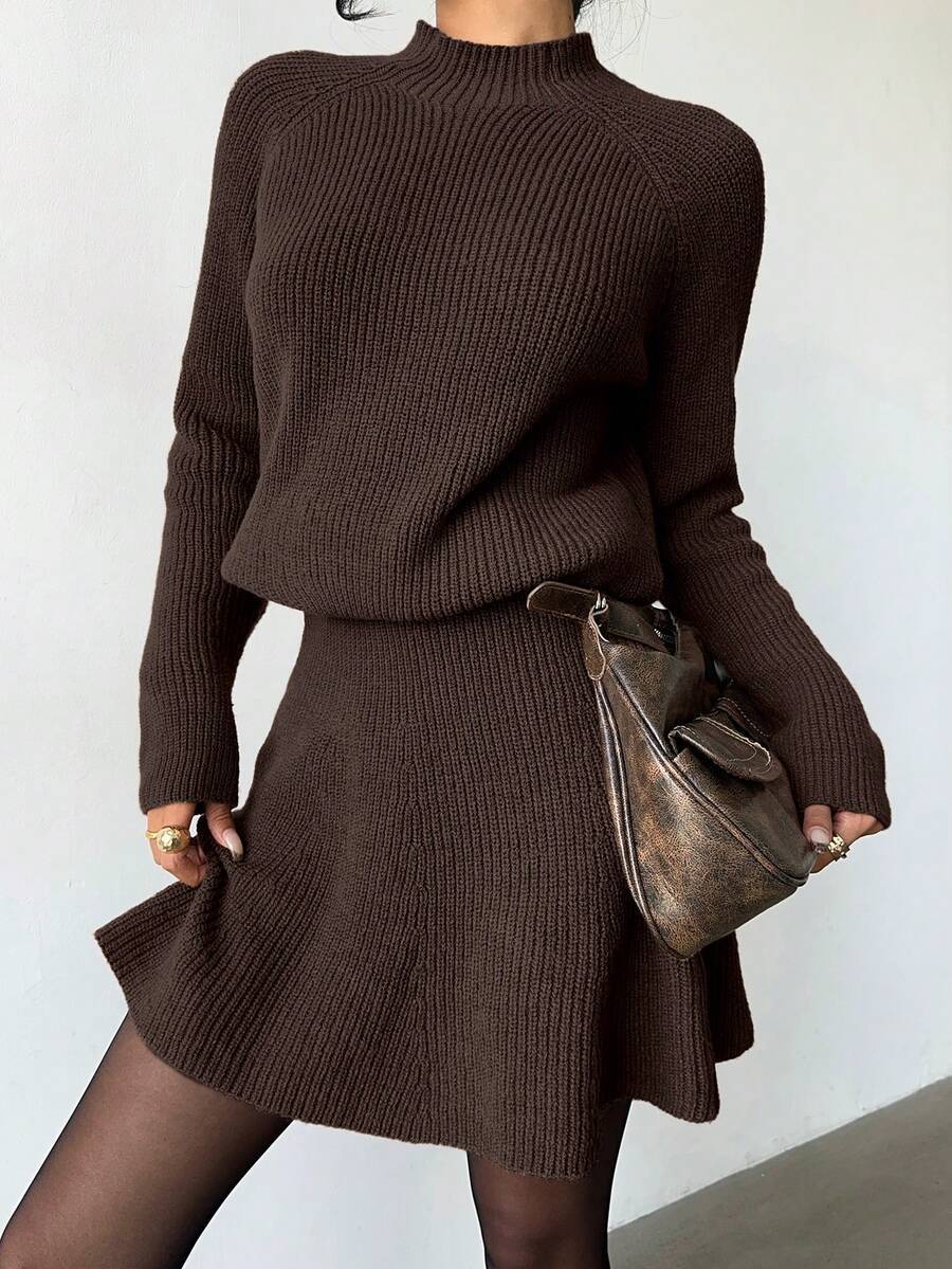 Dames set met gestructureerde top en gebreide short casual_voghion.com