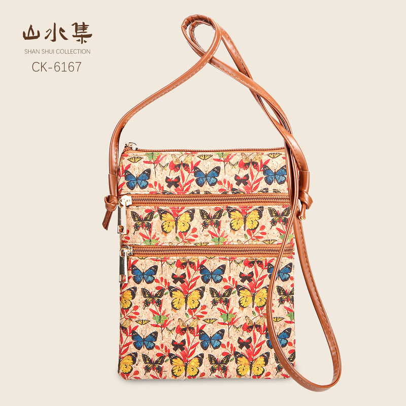 Cork Print Crossbody Bark Bag, Vintage Style Fashion Women's Bag, Eco-Friendly Material, Trending Cross-Border Ck Bag