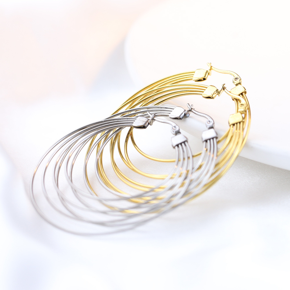 Lady Round Titanium Steel Plating Earrings 1 Pair