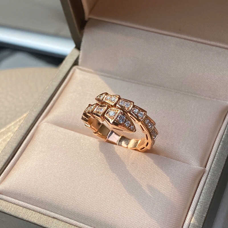 Snake-shaped Diamond Ring For Women Open Adjustable Finger Ring_voghion.com