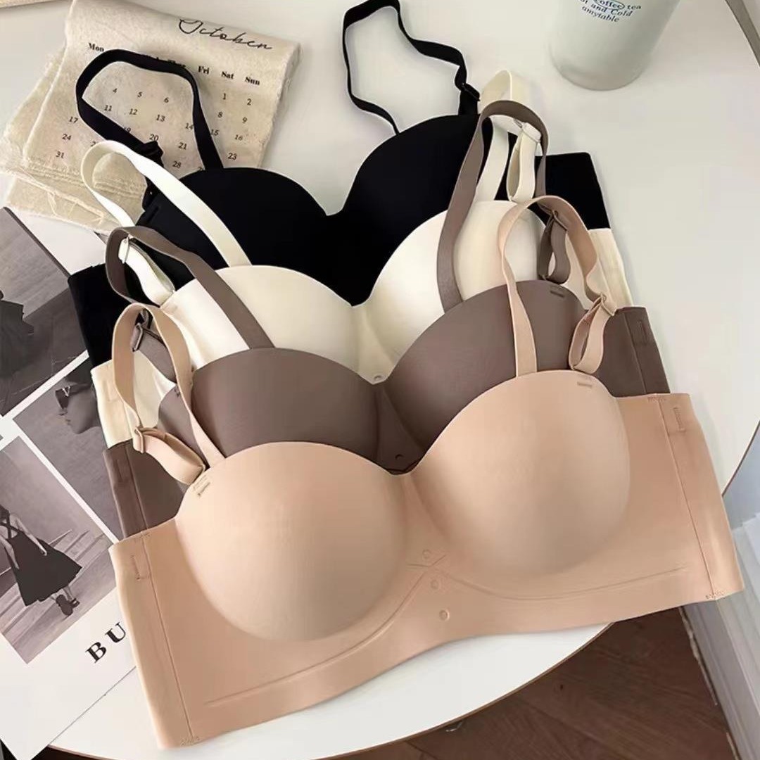 Transfronterizo media taza ropa interior mujer pequeño pecho se reúne sin anillo de acero para colgar el pecho supermodelo anti-gravedad sin marca bra extendido