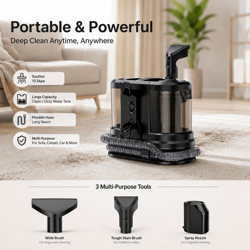 Cross-border fabric cleaning machine, a multi-functional, all-in-one spray and suction device for cleaning sofas, carpets, and car interiors, is a popular choice Cross-border fabric cleaning machine, a multi-functional, all-in-one spray and suction device for cleaning sofas, carpets, and car interiors, is a popular choice