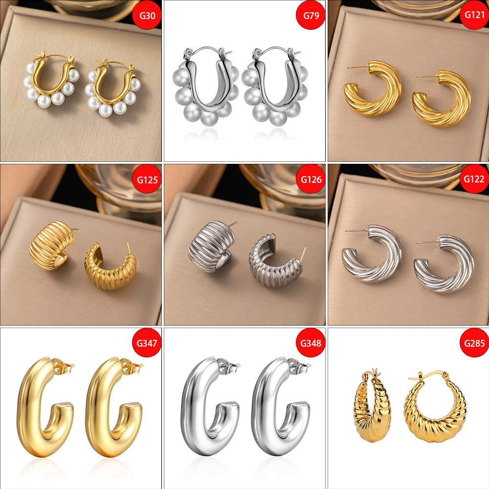 19g Weight 0.03µm-0.05µm Gold Plating Thickness PVD Coated Real Gold Plated Geometric Titanium Steel Casual Simple Style Waterproof Non Tarnish Ear Cuffs Earrings Ear Studs
