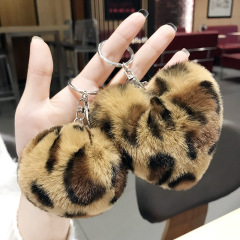 防止のウサギのぬいぐるみのヒョウの紋様の愛の毛玉のキーホルダーのペンダントのアイデアのカバンのペンダントのキーチェーンのペンダントの贈り物