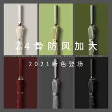 24骨自动长柄雨伞大号商务复古伞加固抗风纯色直杆晴雨伞可印logo