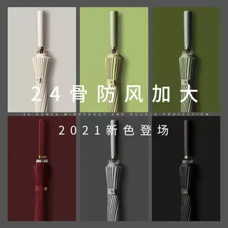 24骨自动长柄雨伞大号商务复古伞加固抗风纯色直杆晴雨伞可印logo