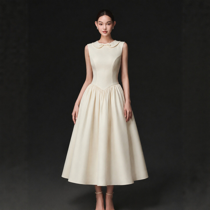 Hepburn-style design, waist-cinching slimming dress, doll collar, sleeveless, slim fit, large hem A-line dress 2279 Hepburn-style design, waist-cinching slimming dress, doll collar, sleeveless, slim fit, large hem A-line dress 2279