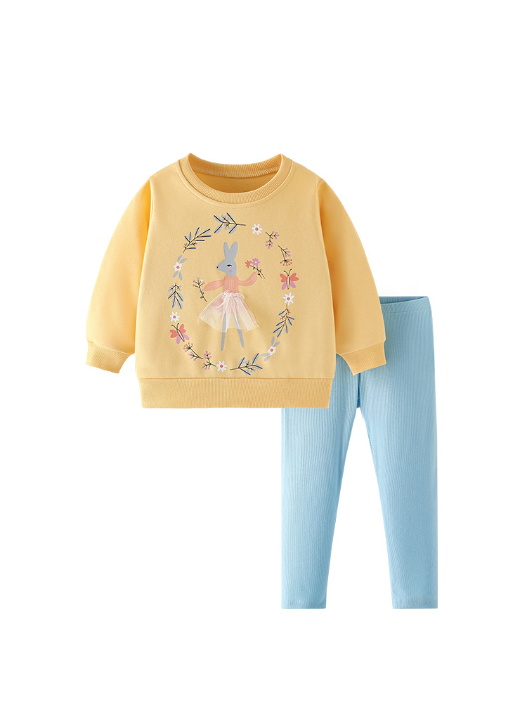 Traje transfronterizo malwee de dos piezas para niñas otoño e invierno nuevo suéter de manga larga con cuello redondo para niños europeos y americanos