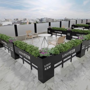 Urban Road Landscape Flower Box Combination Galvanized Plate Finished Terrace Garden Rectangular Metal Outdoor Courtyard Fence
