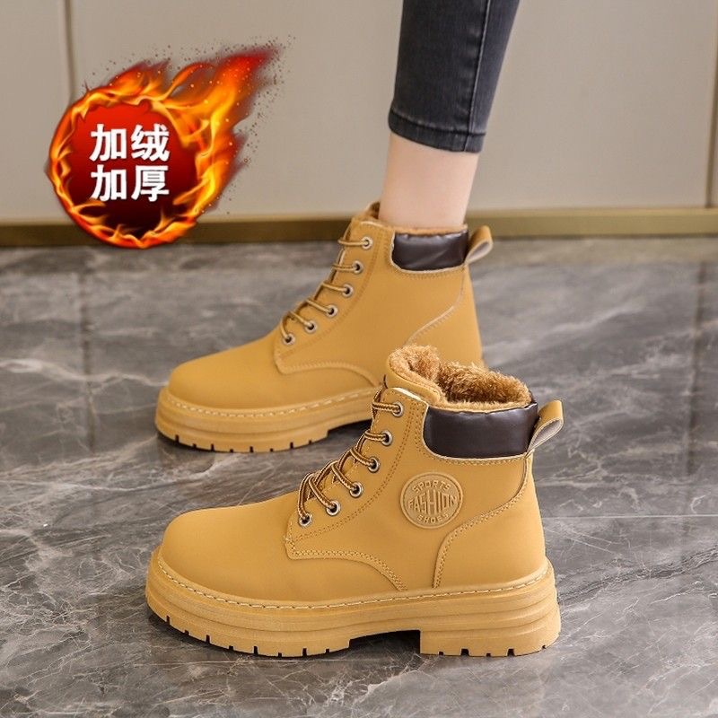 Boots Boots for Women 2025 Autumn and Winter Casual Retro Short Boots Single Cotton Same Style Versatile Couple Style Boots Women's Shoes