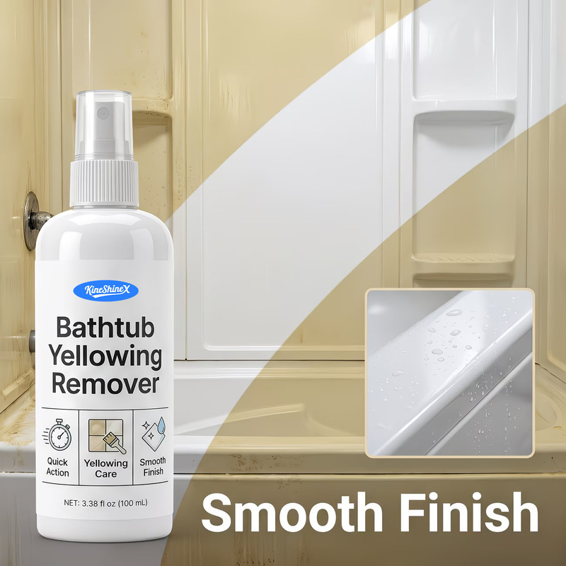 KineShineX Bathroom Scale Cleaner for Bathtubs, Tiles, Glass, Showers, and Toilets - Powerful Descaling Liquid to Remove Yellow Stains KineShineX Bathroom Scale Cleaner for Bathtubs, Tiles, Glass, Showers, and Toilets - Powerful Descaling Liquid to Remove Yellow Stains