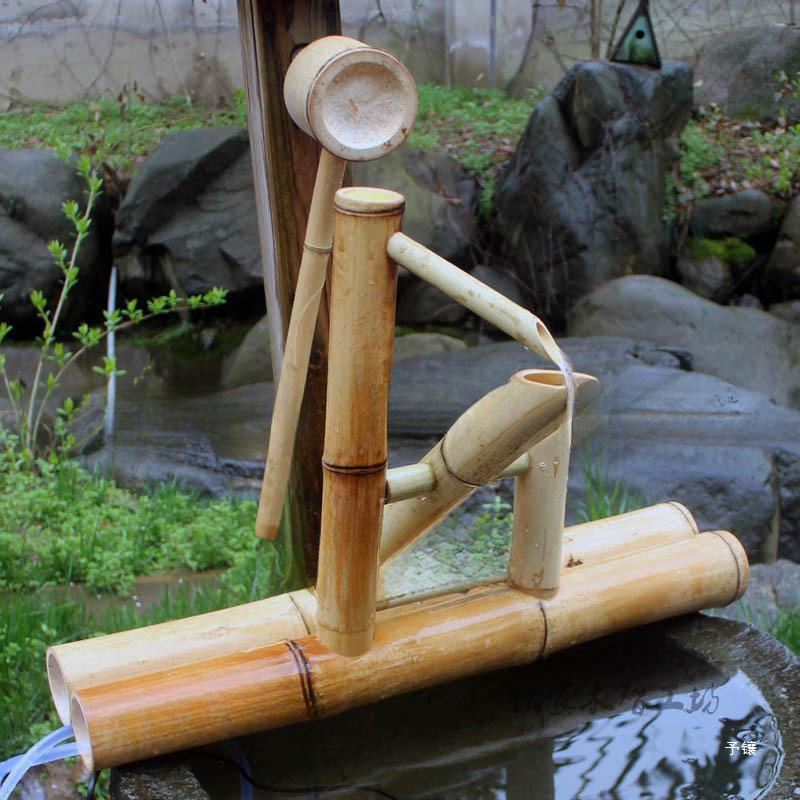Bamboo Rack Pot Bamboo Water Adding Surprise Drain Car Water Landscape Sprinkler Dou Fountain Gardening Japanese-style Surprise Deer