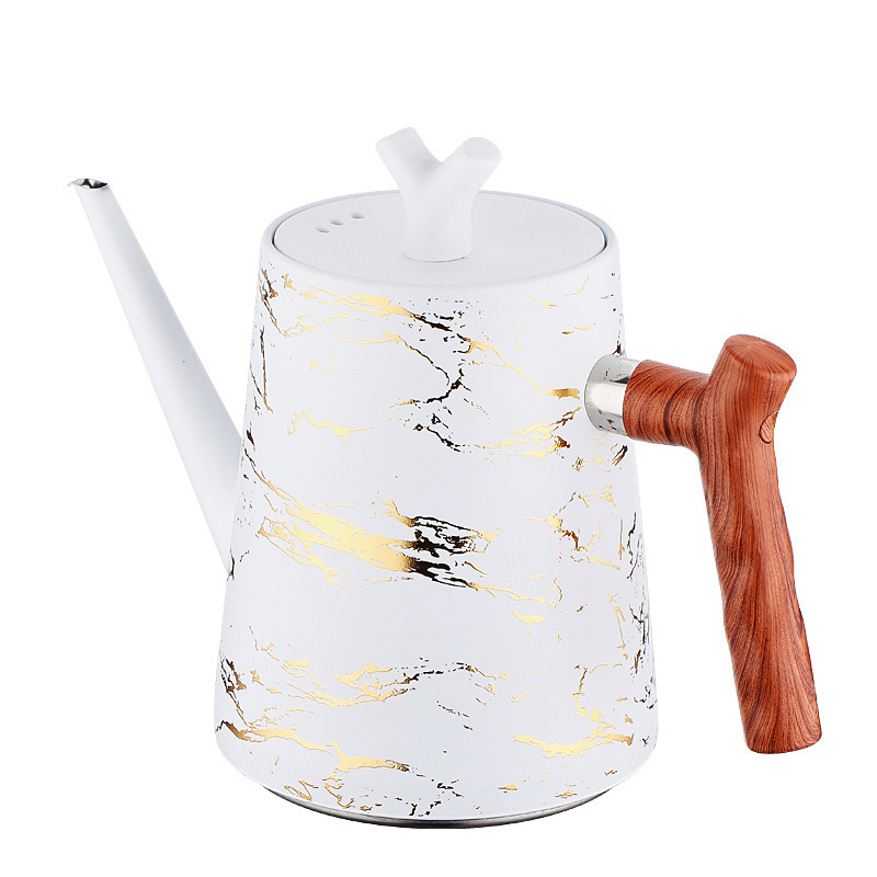 스트레이트 입 플로팅 골드 화이트(화이트 커버와 나뭇결 손잡이)