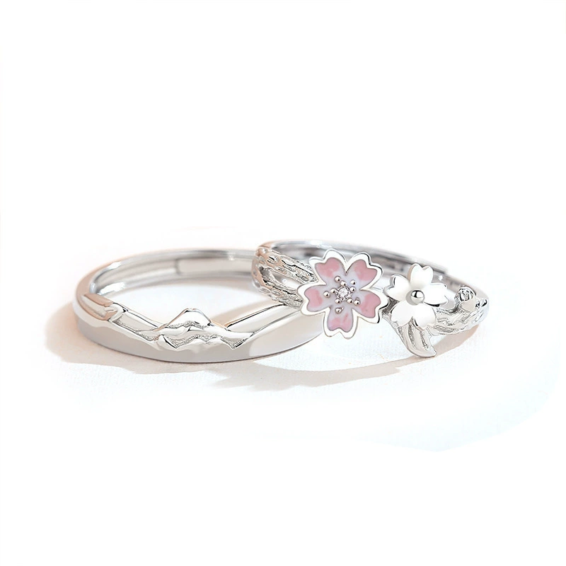 Brand small design fashionable fuchsia ring for beloved for men and women, flowered, wholesale