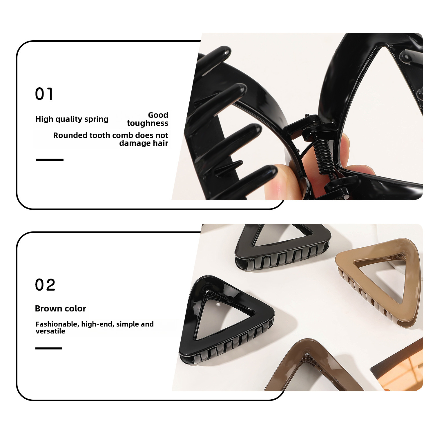 Maillard Bright PC Triangle Grab Clip Temperamento coreano Forcina per capelli a mezza coda di cavallo alta Fermaglio squalo cavo di alta qualità per le donne_voghion.com
