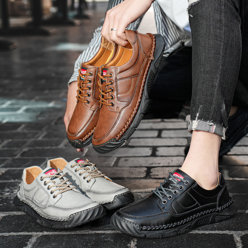 Transfronterizos zapatos casuales de cuatro estaciones zapatos de cuero transpirables al aire libre baja zapatos de montaña hechos a mano zapatos de cuero al por mayor